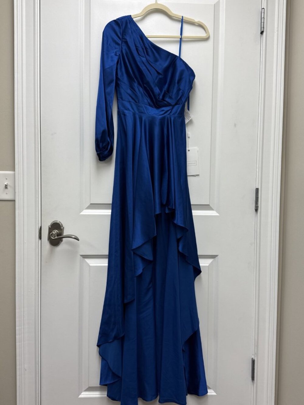 Mac Duggal Size 0 Blue 49141 One Shoulder Hi-Low A-line Cocktail Gown Dress NWT - Picture 4 of 10